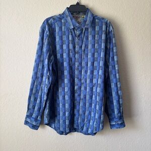 Robert Graham | Men's Blue Patterned Colorful Button Down Long Sleeve Size XL